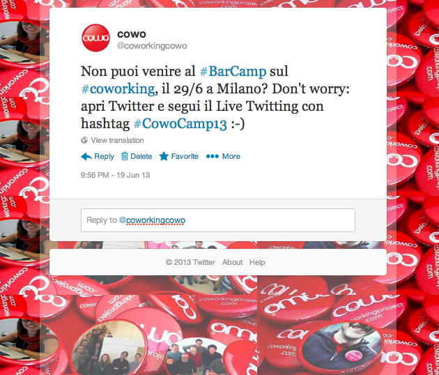 Live Twitting Coworking Barcamp Milano